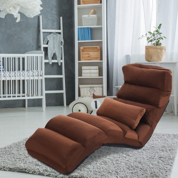 Folding Lazy Sofa Chair Stylish Sofa Couch Beds Lounge Chair W/Pillow-coffee