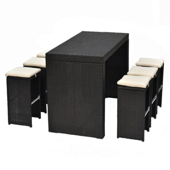 7 pcs Outdoor Rattan Wicker Dining Set