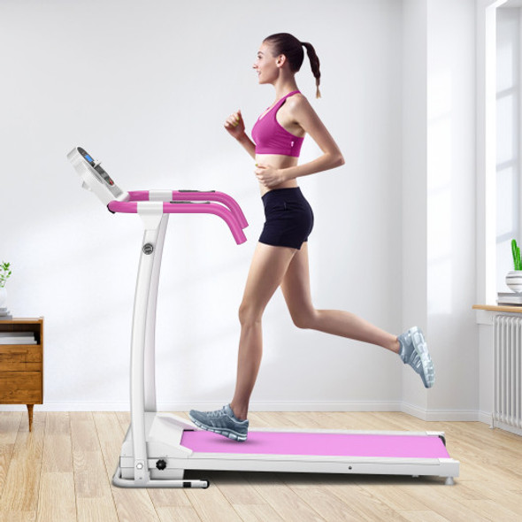 Compact Electric Folding Running and Fitness Treadmill with LED Display-Pink