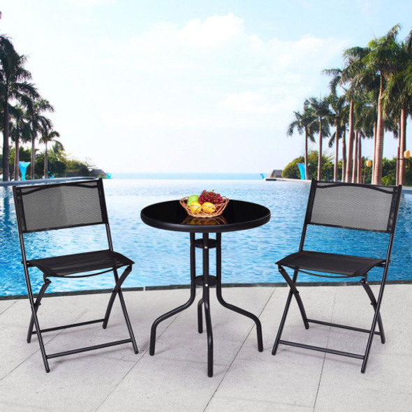 3 Piecs Folding Bistro Table Chairs Set for Indoor and Outdoor