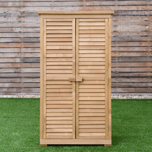 63 Inch Tall Wooden Garden Storage Shed in Shutter Design