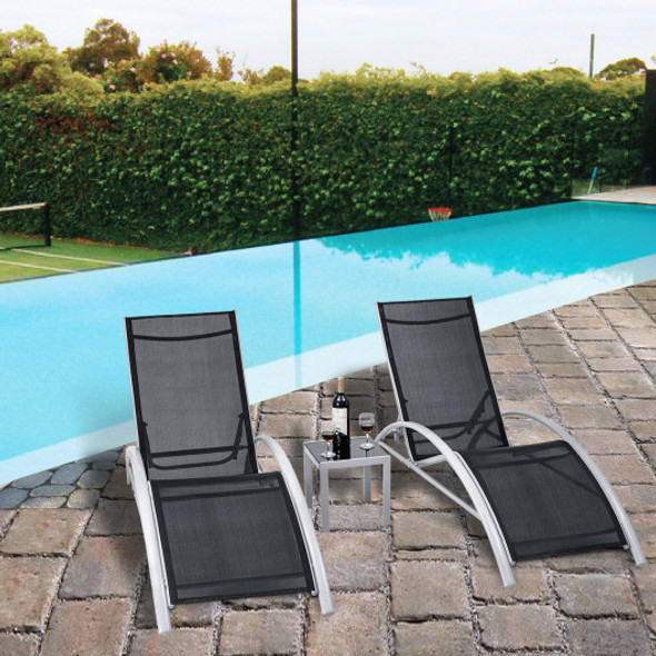 3 Pieces Outdoor Patio Pool Lounger Set