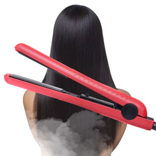 Adjustable Temp Ceramic Hair Straightener Straightens & Curly-Red