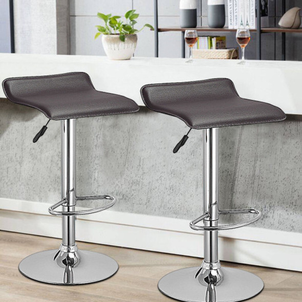 Set of 2 Swivel Bar Stools Backless Dining Chair-Coffee