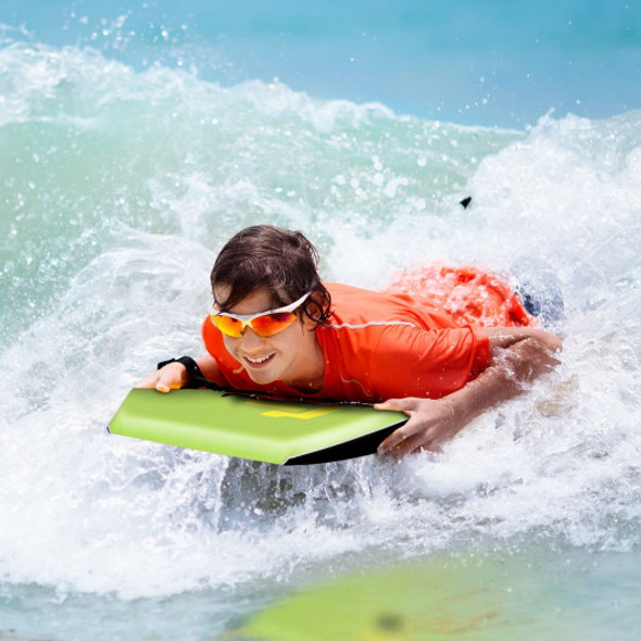 42" Lightweight Super Bodyboard Surfing W/Leash IXPE Deck EPS Core Boarding-Green & Yellow