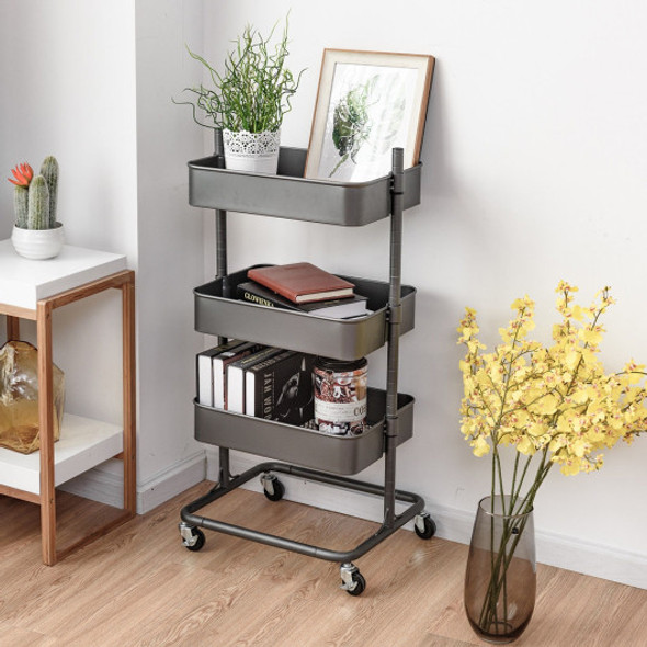 3 Tier Metal Rolling Utility Storage Cart