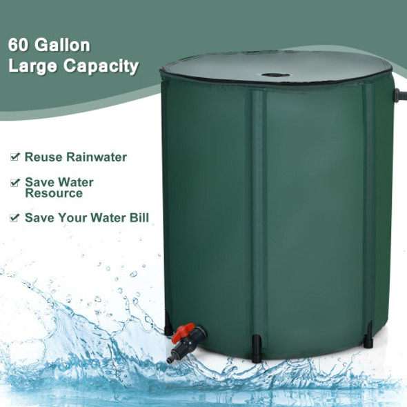 60 Gallon Portable Collapsible Rain Barrel Water Collector