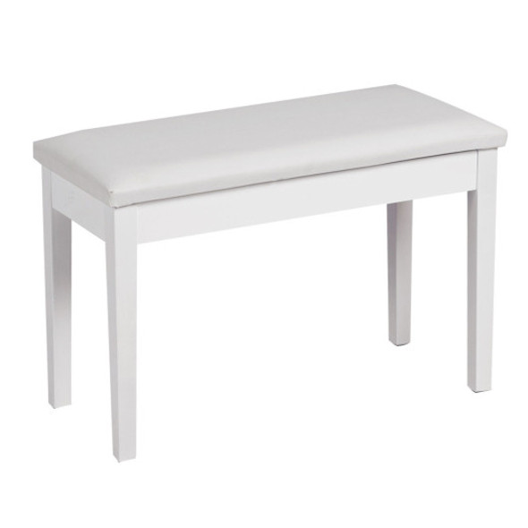 Solid Wood PU Leather Padded Piano Bench Keyboard Seat-White