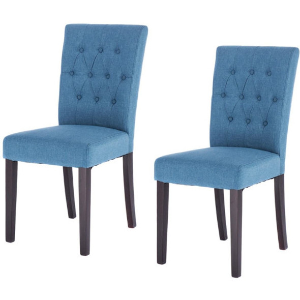 Set of 2 Fabric Armless Dining Chairs-Blue