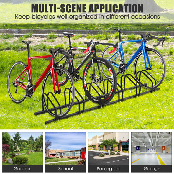 6 Bike Parking Garage Storage Bicycle Stand-Black