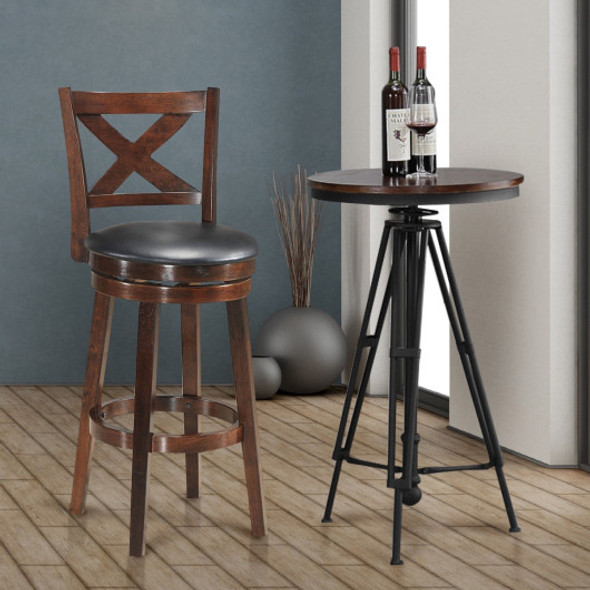 Swivel X-back Upholstered Counter Height Bar Stool with PVC Cushioned Seat-29 Inch