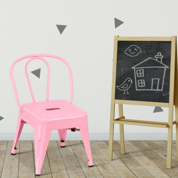 Set of 4 Tolix Kids  Lightweight Stool Metal Chairs-Pink