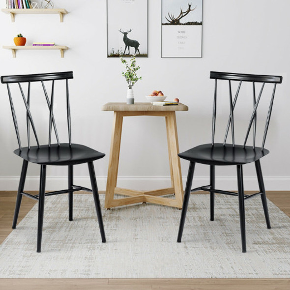 Set of 2 Armless Cross Back Kitchen Dining Side Chairs