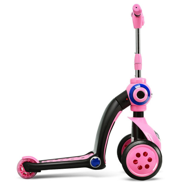 2-in-1 Kick Scooter Balance Trike With 3 Wheel -Pink