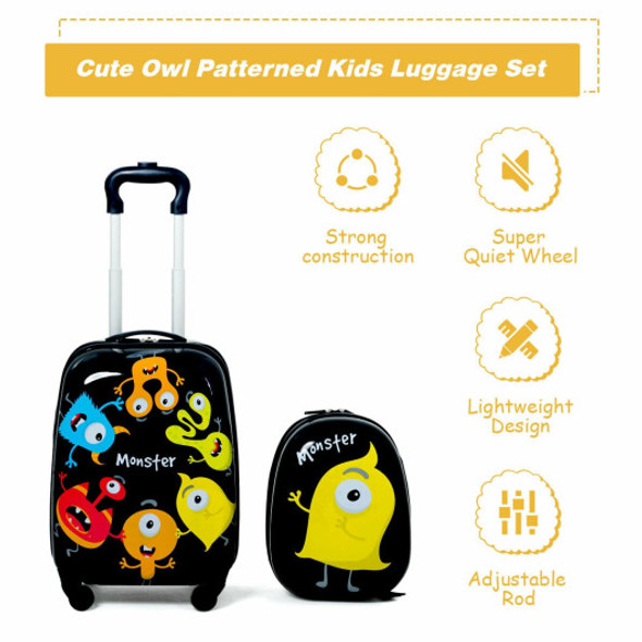2 pcs Kids Luggage Set 12" Backpack & 16" Rolling Suitcase