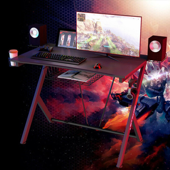 Multifunctional K-Shaped Gamer Desk with Display Support Plate