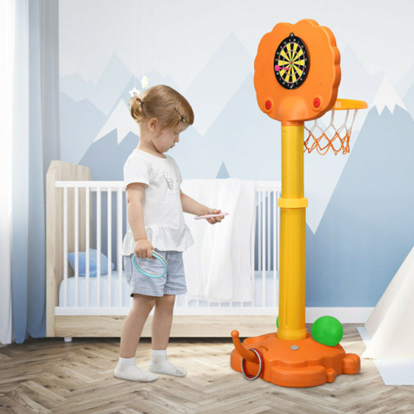 Adjustable Kids 3-in-1 Basketball Hoop Set with Balls