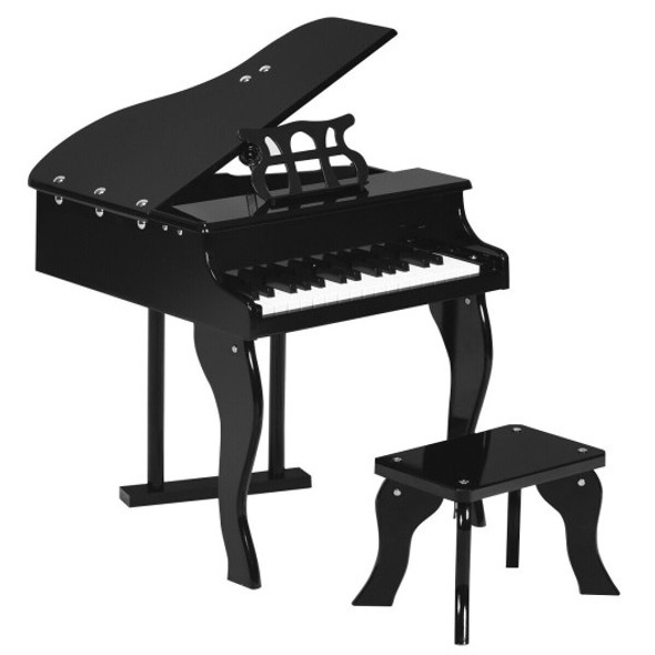Classic 30 Key Baby Grand Wooden Piano with Bench-Black