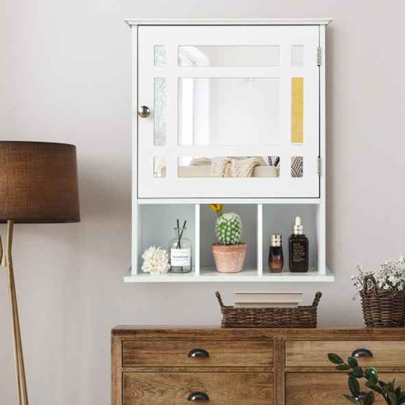 Wall Mounted and Mirrored Bathroom Cabinet-White