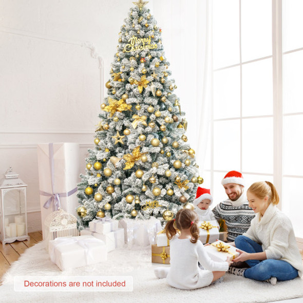 9 Feet Artificial Christmas Tree with Premium Snow Flocked Hinged