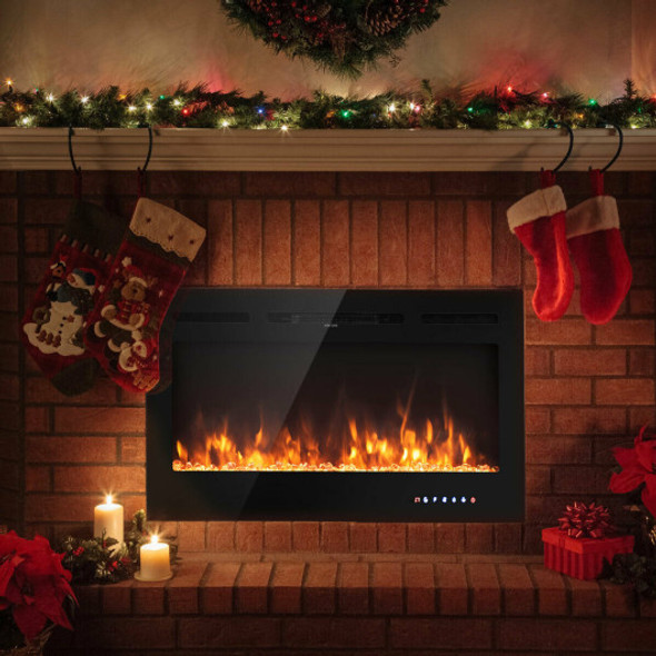 40-Inch Electric Fireplace Recessed Wall Mounted with Multicolor Flame