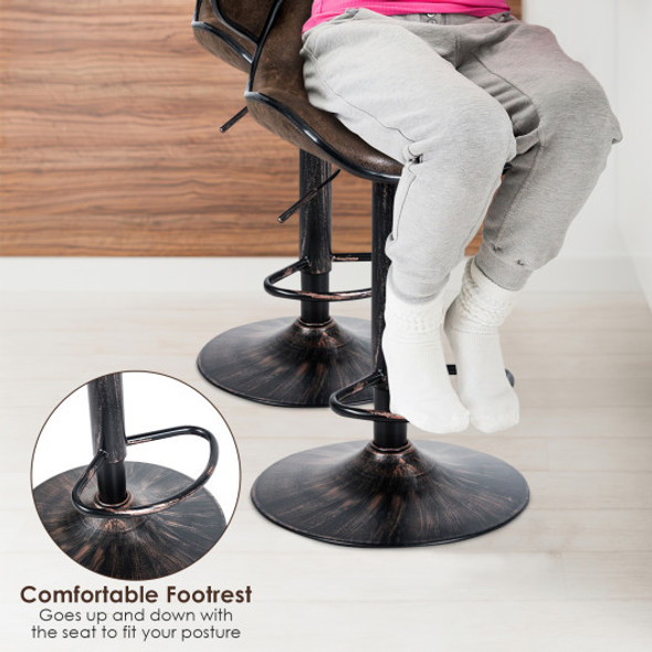 Set of 2 Adjustable Bar Stools for Counter