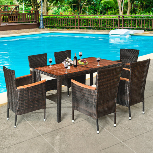 7 Pcs Outdoor Patio Dining Set Garden Dining Set