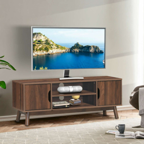 50" Wood Media TV Stand with Storage Shelf-Coffee