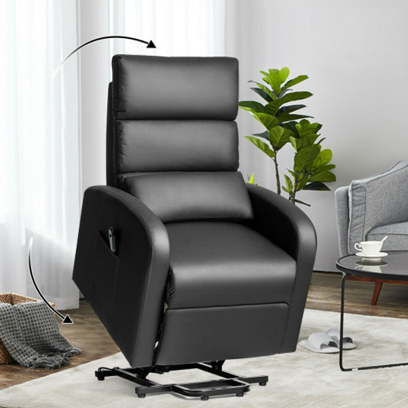 Electric Power Lift  Leather Recliner Chair-Black