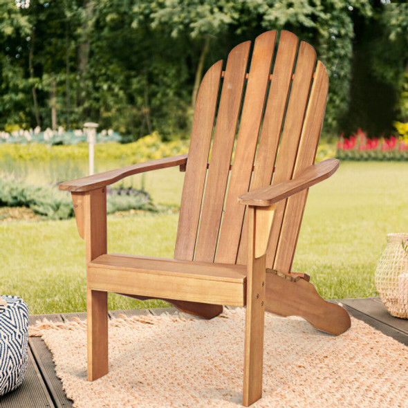 Wooden Outdoor Lounge Chair with Ergonomic Design for Yard and Garden-Natural
