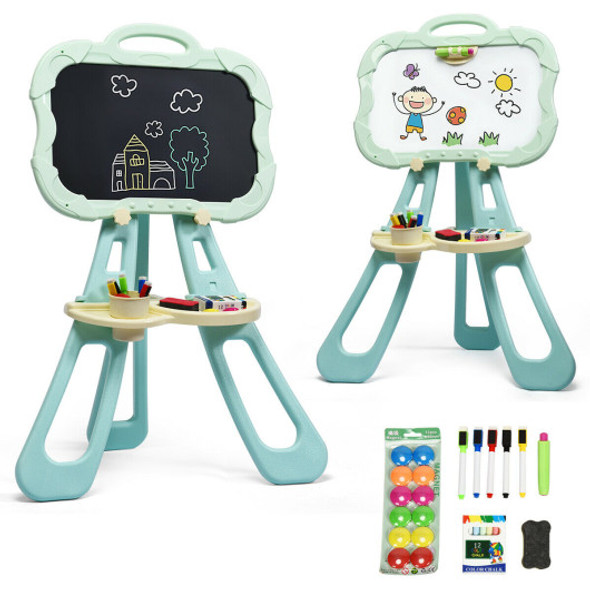 4 in 1 Double Sided Magnetic Kids Art Easel-Green