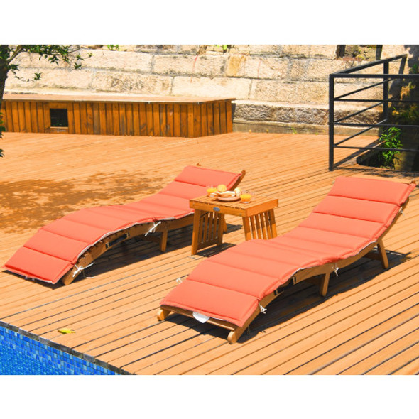 3 Pieces Wooden Folding Patio Lounge Chair Table Set