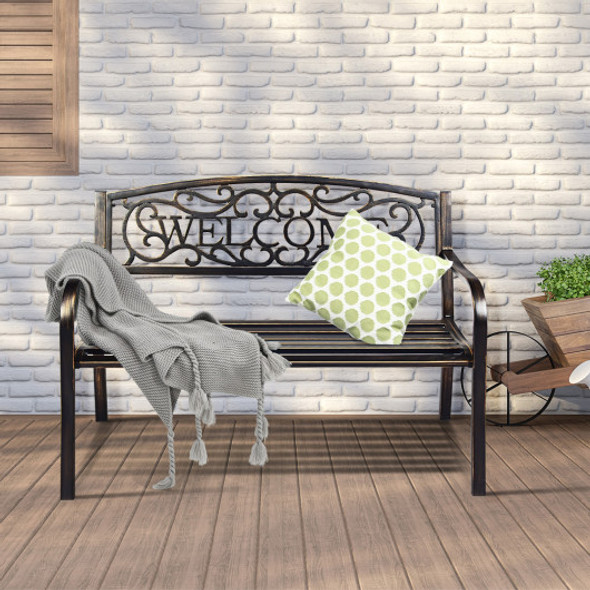 Outdoor Furniture Steel Frame Porch Garden Bench-bronze