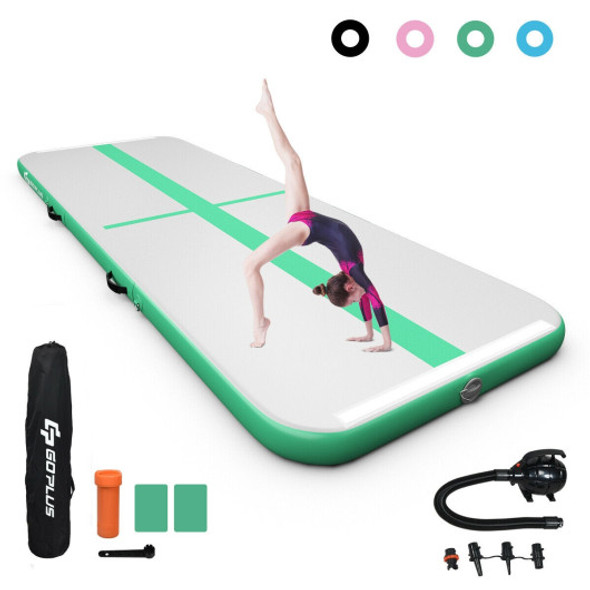 10 Feet Inflatable Gymnastics Tumbling Mat with Pump-Green