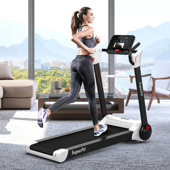 2.25 HP Electric Motorized Folding Running Treadmill Machine with LED Display-White