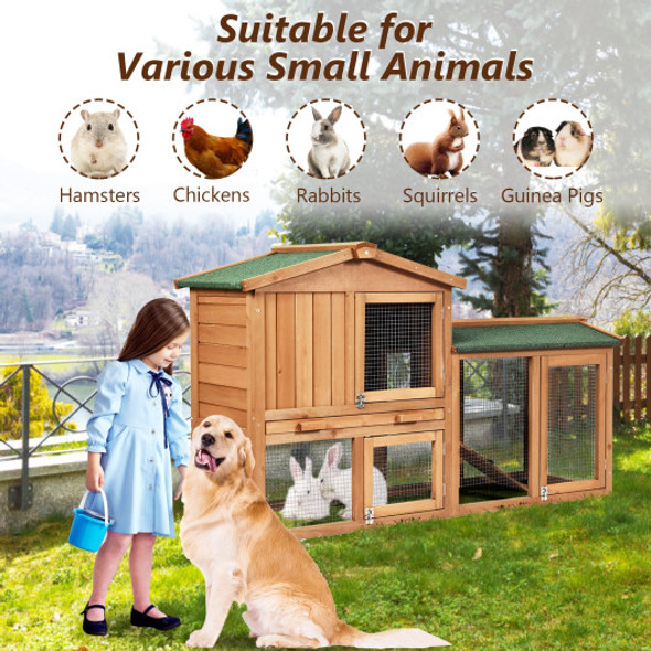 58" Weatherproof Wooden Rabbit Hutch