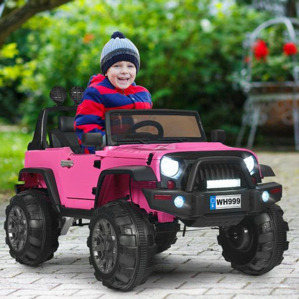 12V Kids Spring Suspension Ride On Truck-Pink