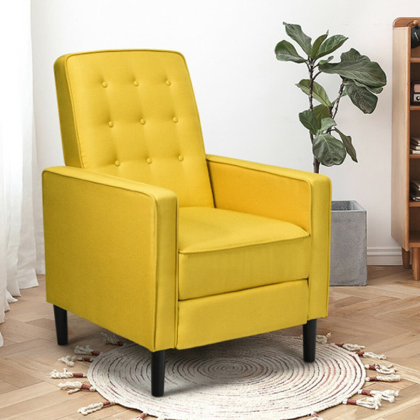 Mid-Century Push Back Recliner Chair -Yellow