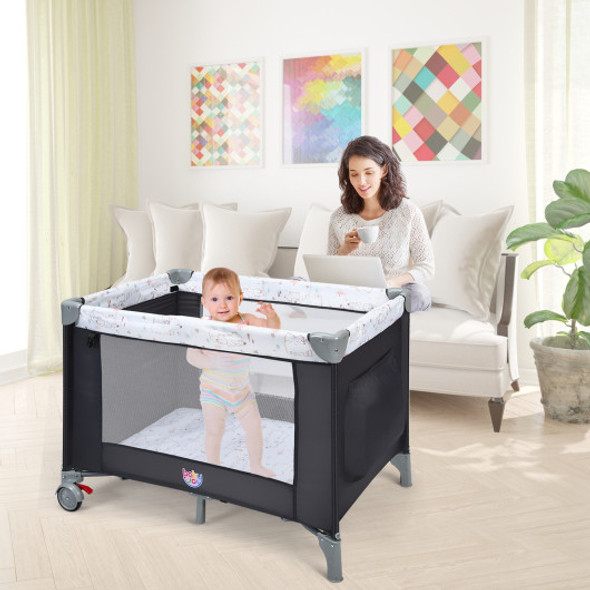 Portable Baby Playard Playpen Nursery Center with Mattress