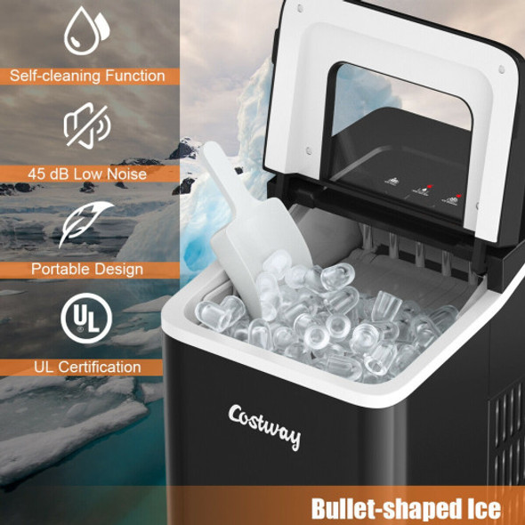 Portable Countertop Ice Maker Machine with Scoop-Black