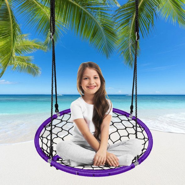 Net Hanging Swing Chair with Adjustable Hanging Ropes-Purple