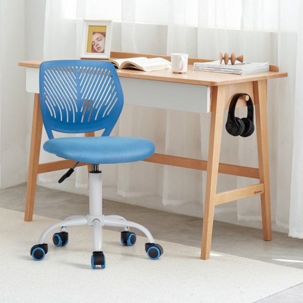 Adjustable Office Task Desk Armless Chair-Blue