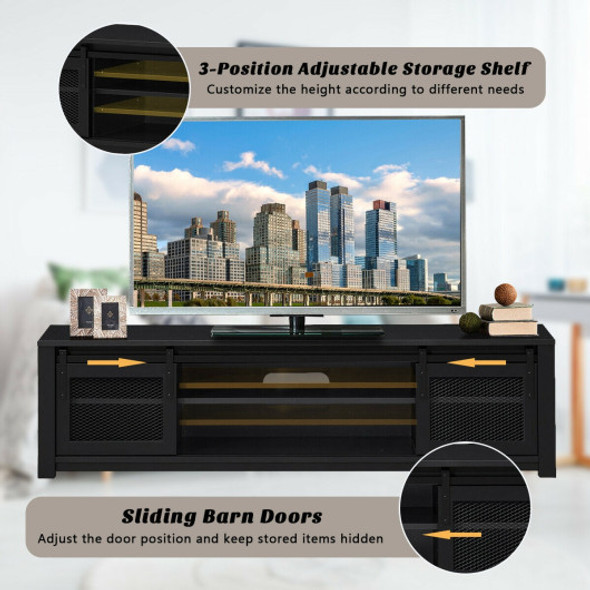 TV Stand Entertainment Center for TV's up to 65 Inch with Cable Management and Adjustable Shelf-Black