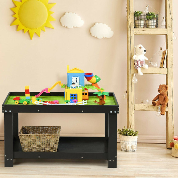 Solid Multifunctional Wood Kids Activity Play Table-Dark Brown