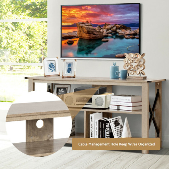 Modern Farmhouse TV Stand Entertainment Center for TV's up to 55-Inch with Open Shelves