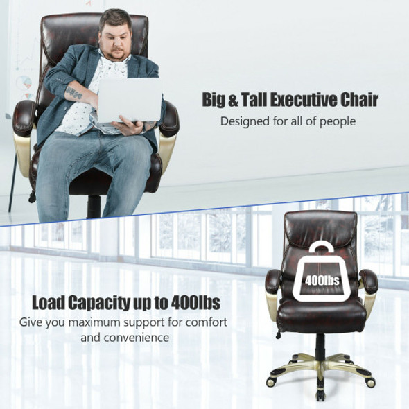 Adjustable Executive Office Recliner Chair with High Back and Lumbar Support-Brown