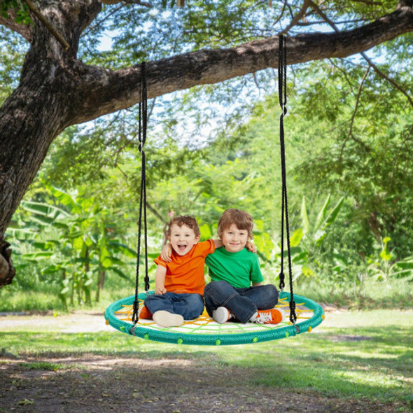 40 Inch Spider Web Tree Swing Kids Outdoor Play Set with Adjustable Ropes-Green