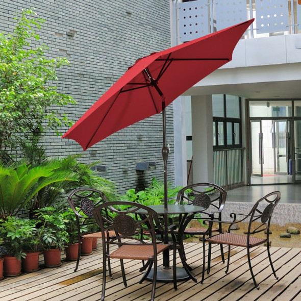 9 ft Outdoor Market Patio Table Umbrella Push Button Tilt Crank Lift-Burgundy