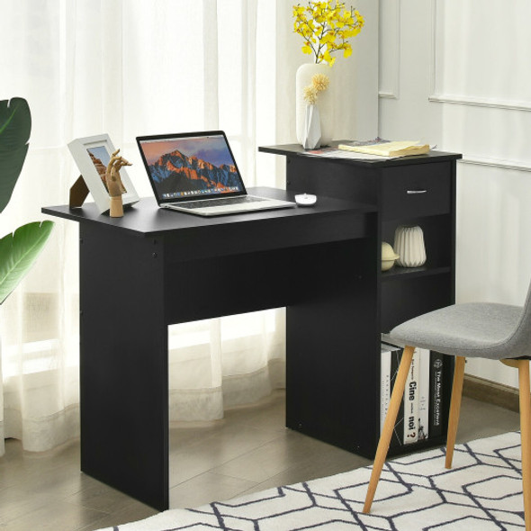 Computer Desk PC Laptop Table with Drawer and Shelf-Black