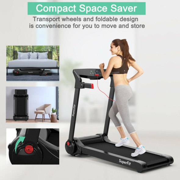 3HP Folding Electric Treadmill Running Machine-Red